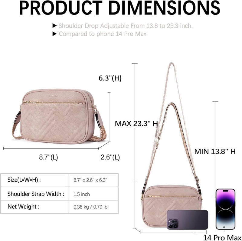 Bostanten Quilted Crossbody Bags for Women Vegan Leather Purses Small Shoulder Handbags with Wide Strap | Quilted, Small, with Wide Strap, Quilted, Purses, Small - Image 3